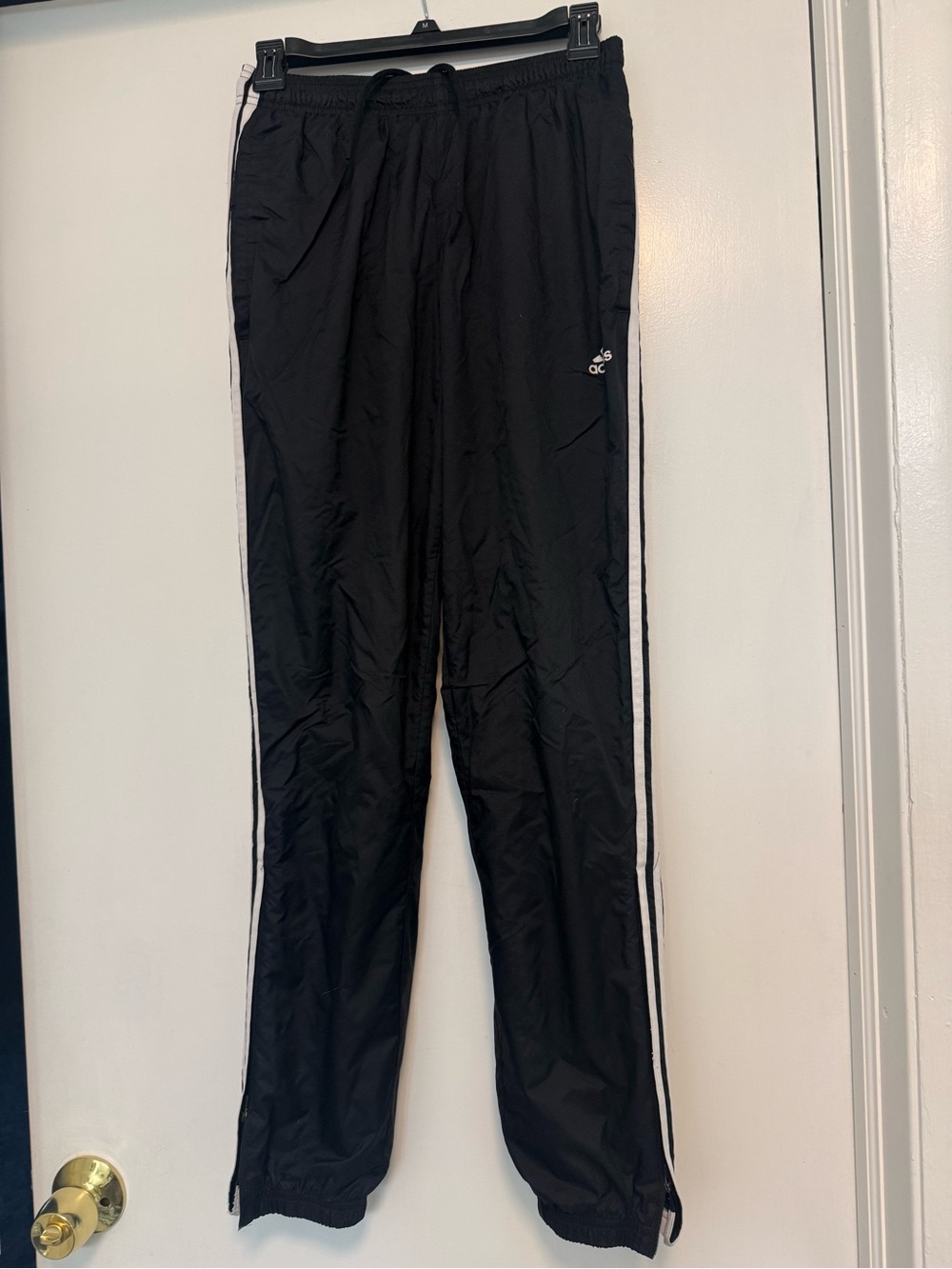 Adidas Black Track Pants with White Side Stripes